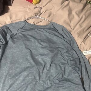 Old Navy Men's Heathered Blue Long Sleeve Tee